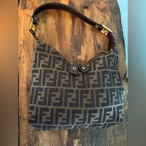 Fendi Vintage Zucca pattern double zipper bag